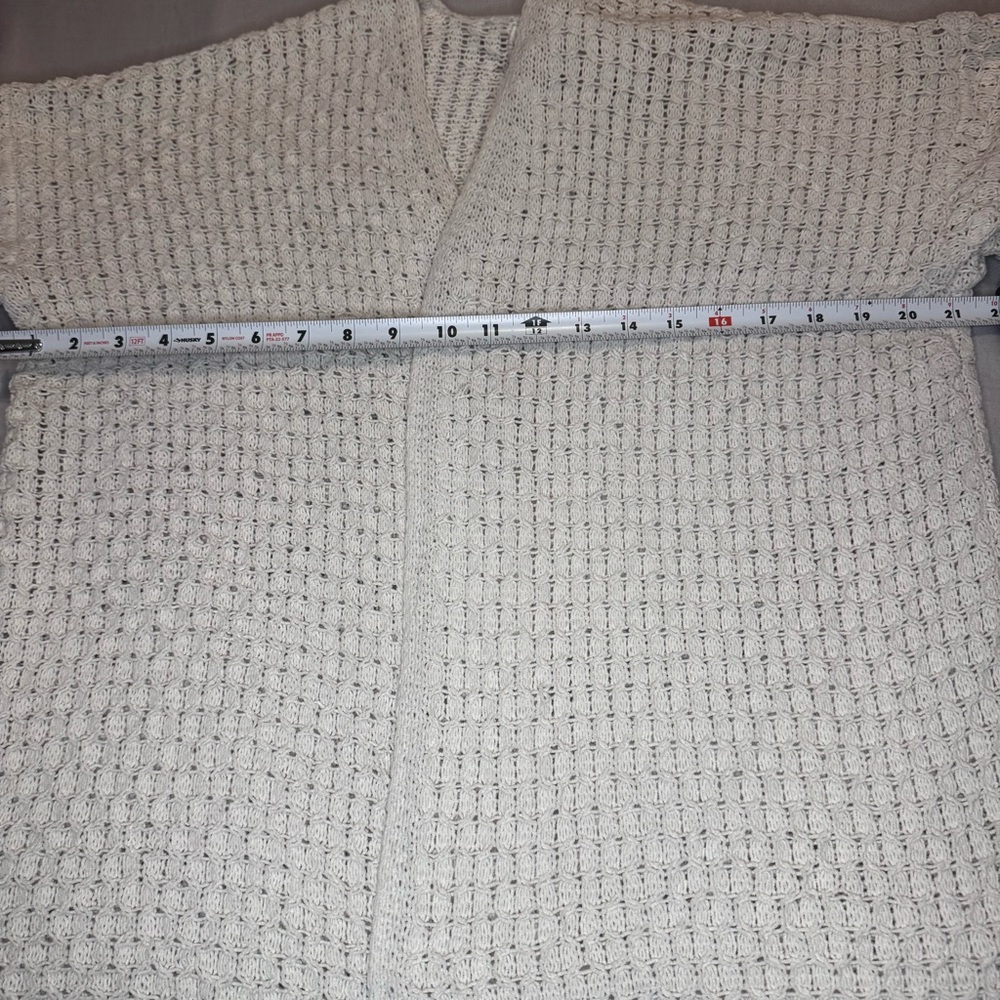 Anthro Atelier Nicole Miller Cardigan XL Cream Open Knit Boho Lightweight - Picture 6 of 6